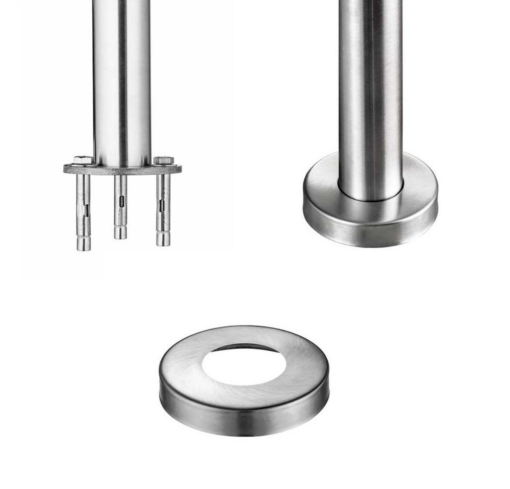 Duschparadies Handlauf Treppengeländer Außen, Handlauf Edelstahl Geländer, Innen, Aussen, 80 cm Gesamtlänge, (Packung, 3 St), Edelstahl 304, Silber, leicht gezogenes Finish. Länge: 80-200 cm Bild 5