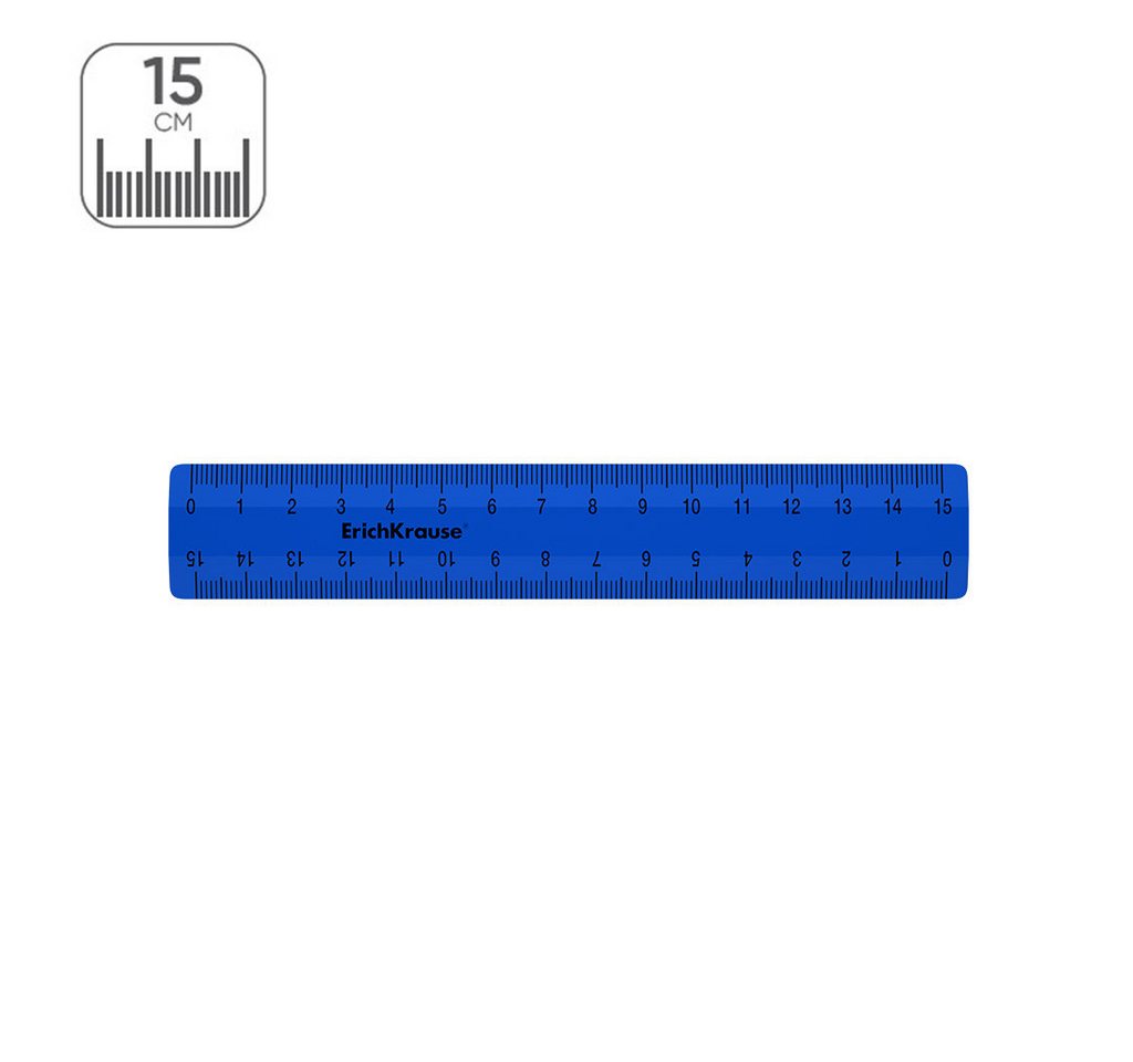 Erich Krause Lineal, Lineal 15cm doppelseitig Kunststoff 1 Stück Blau Bild 3