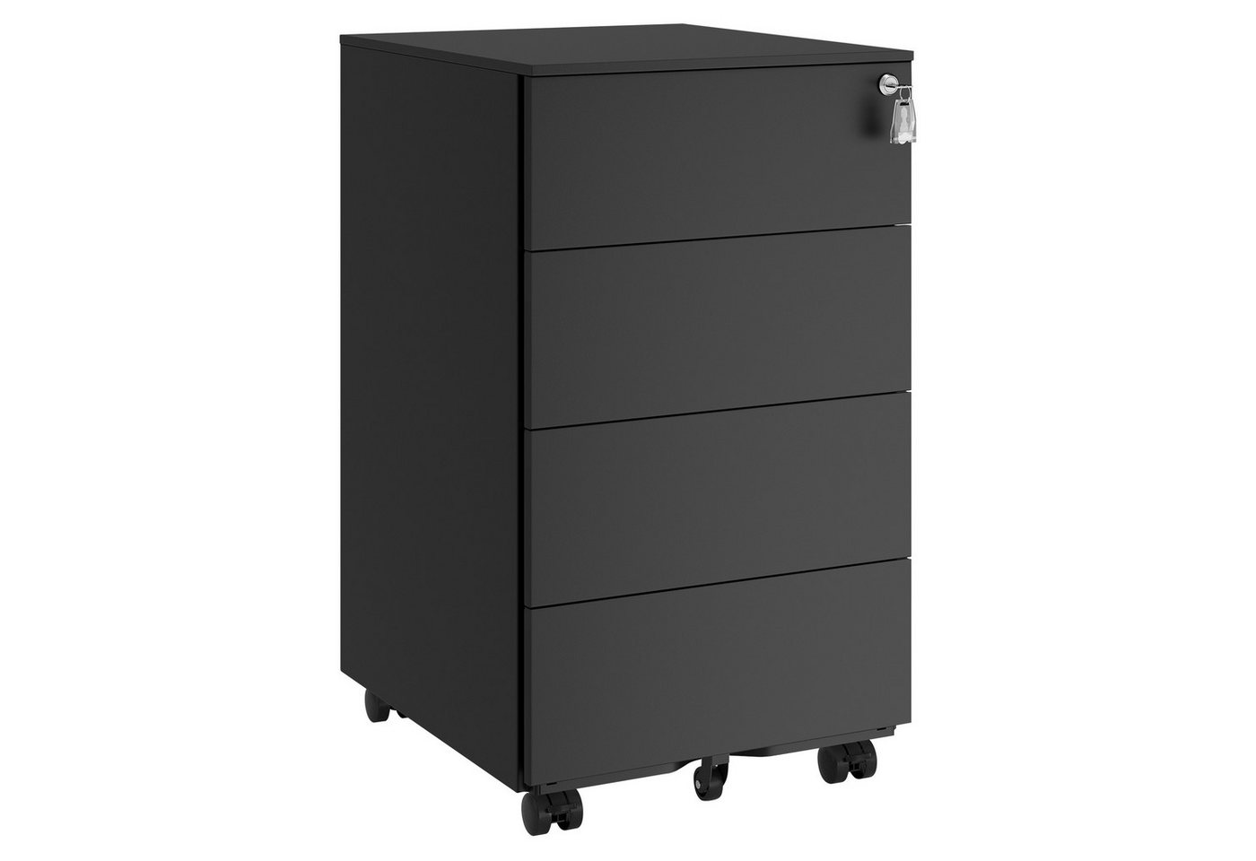 SONGMICS Rollcontainer Schubladenschrank, mobiler Aktenschrank, Metallschrank,abschließbar,4Schubladen,45,1 x 39 x 69,3cm,vormontiert Bild 5