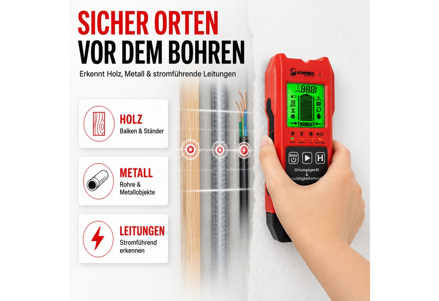 SCHMIDT security tools Leitungsortungsgerät SCHMIDT security tools CF-14 Feuchtigkeitsmesser Ortungsgerät Bild 5
