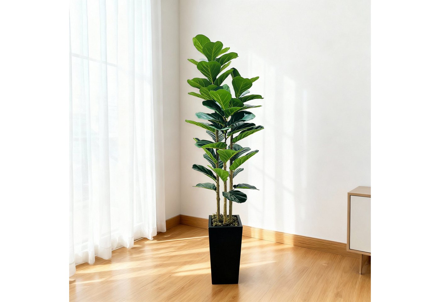 Kunstpflanze Künstlicher Geigenblatt Feigenbaum mit Pflanzenbaum für Innenbüro, GarveeMore