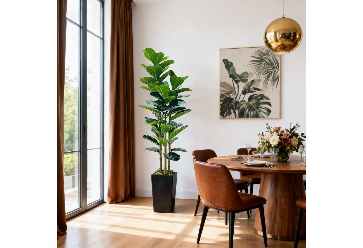 Kunstpflanze Künstlicher Geigenblatt Feigenbaum mit Pflanzenbaum für Innenbüro, GarveeMore Bild 4