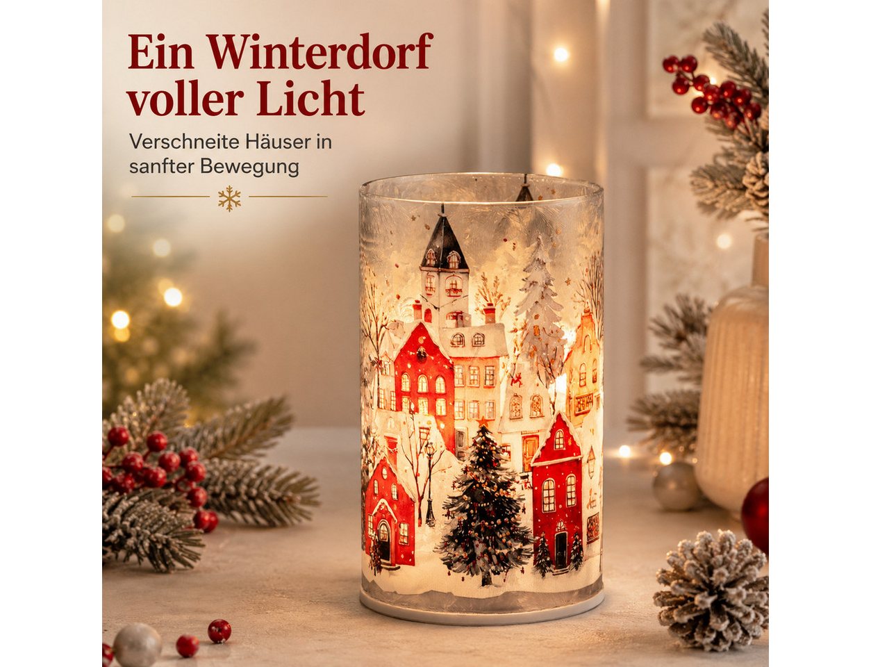 formano LED Dekolicht LED-Dekolicht Drehend 15cm Winterdorf mit Timer 6h/18h Weihnachten, LED fest integriert Bild 2