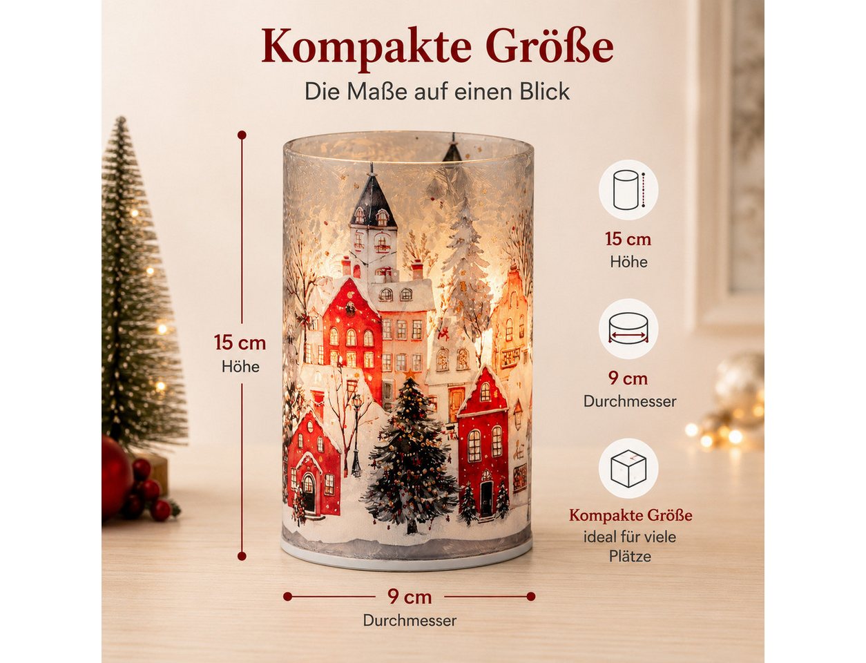 formano LED Dekolicht LED-Dekolicht Drehend 15cm Winterdorf mit Timer 6h/18h Weihnachten, LED fest integriert Bild 5