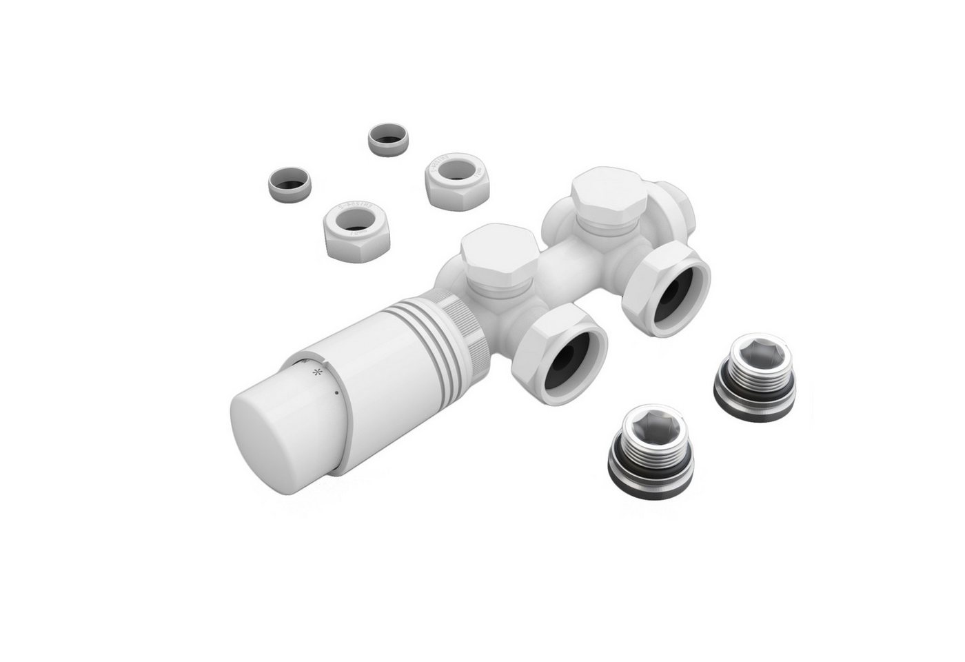 ELEGANT Heizkörperthermostat Multiblock Set für Heizkörper 50mm G 1/2", mit Thermostatkopf, 50mm G 1/2 Bild 2