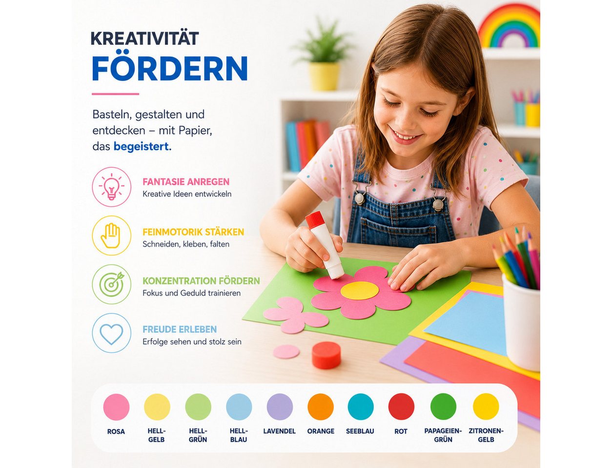 DIYtastic Bastelkartonpapier 100x Papier bunt - 140 g/m² - Bastelpapier & Buntpapier Bild 2