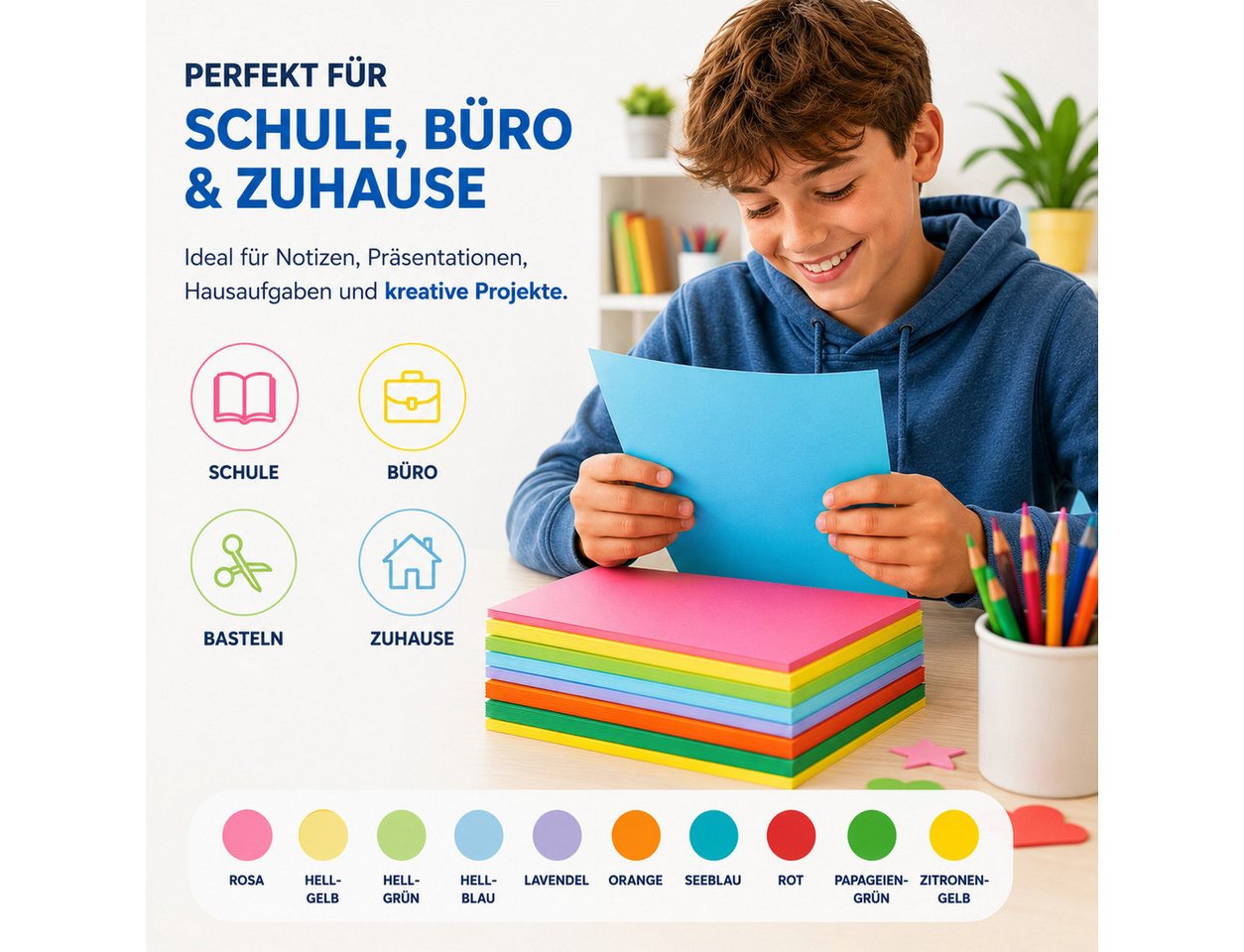 DIYtastic Bastelkartonpapier 100x Papier bunt - 140 g/m² - Bastelpapier & Buntpapier Bild 3
