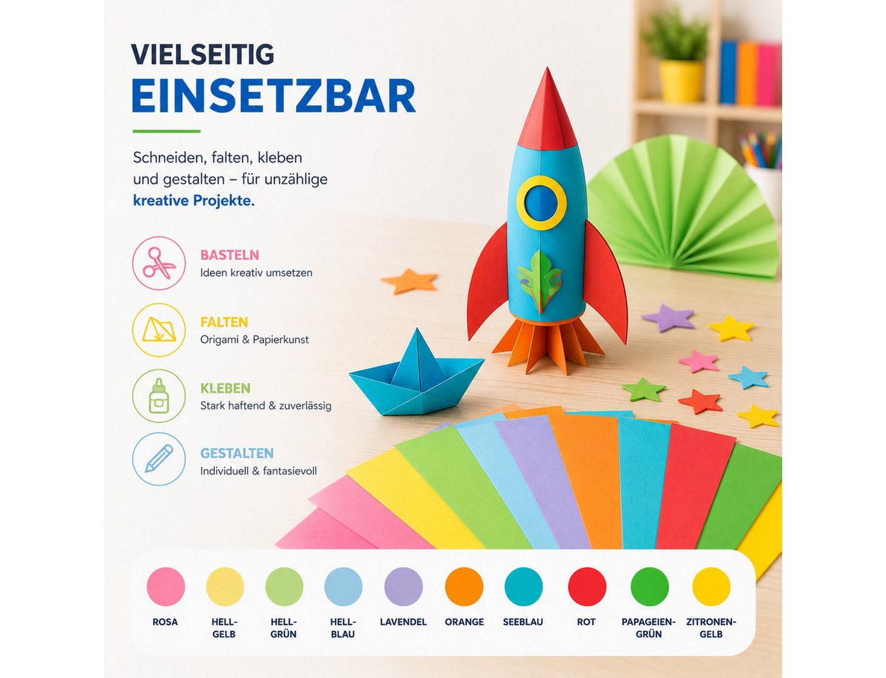 DIYtastic Bastelkartonpapier 100x Papier bunt - 140 g/m² - Bastelpapier & Buntpapier Bild 4