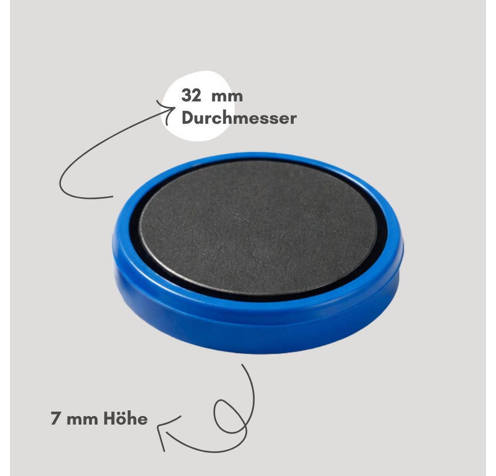 MaajeeKuto Magnet Haftmagnete Ø32x7 mm blau – starke Pinboard Magnete 6 Stück (1-St) Bild 5