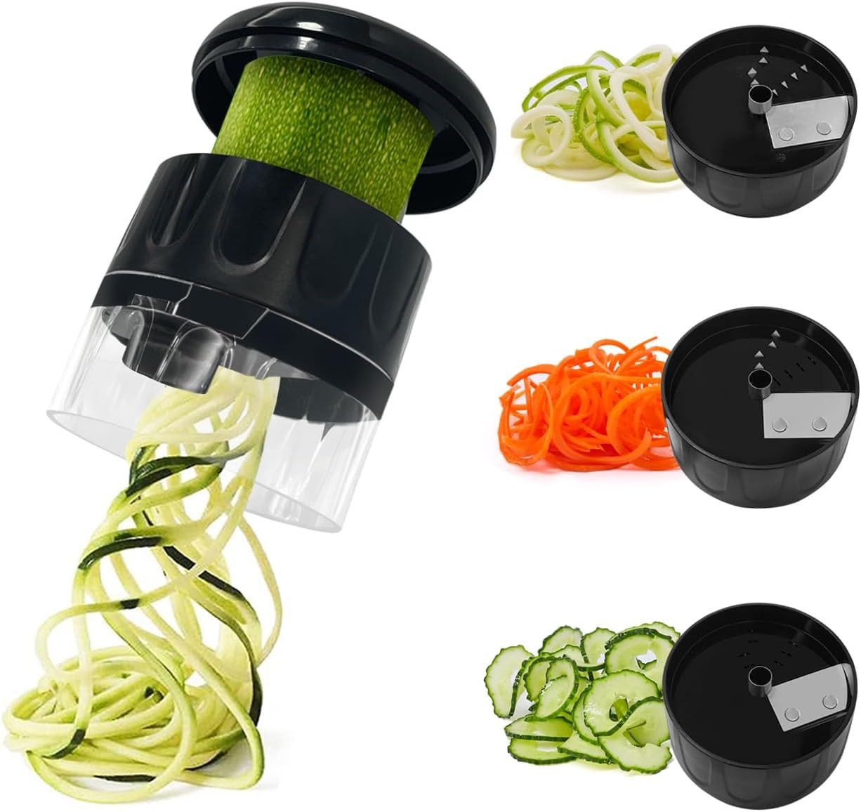 FELIXLEO Gemüsehobel 3-in-1 Gemüsespiralschneider, verstellbar, für Zucchini, Karotten Bild 2