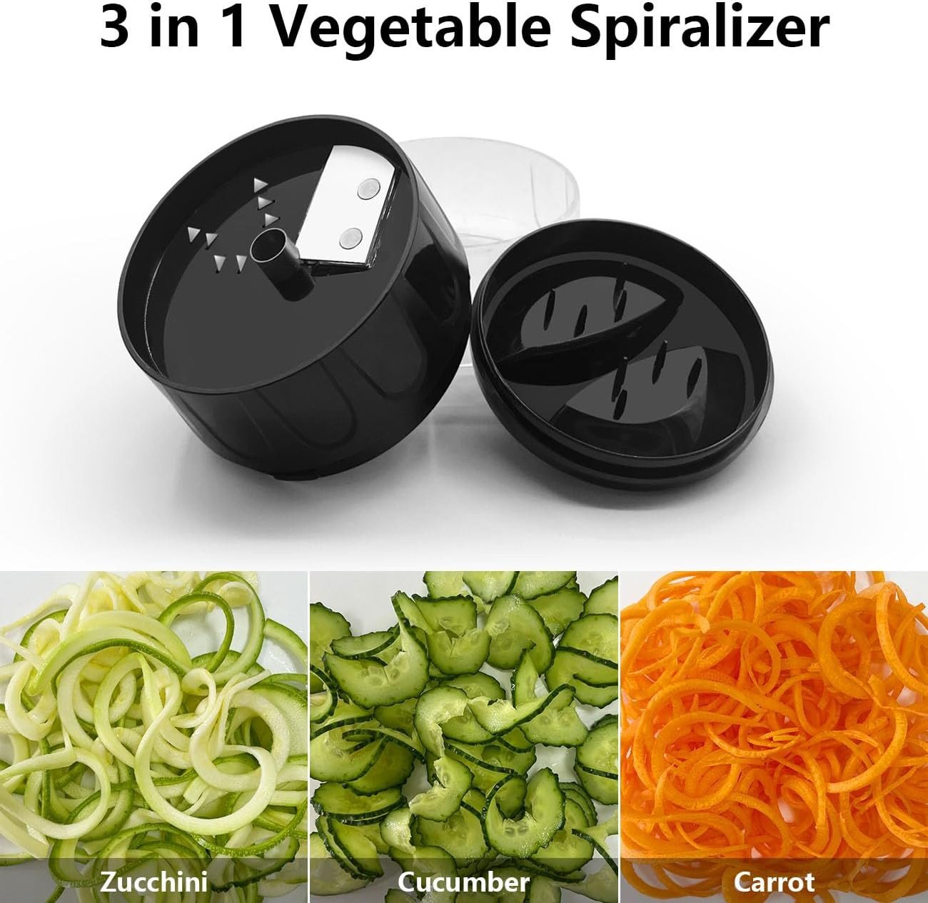 FELIXLEO Gemüsehobel 3-in-1 Gemüsespiralschneider, verstellbar, für Zucchini, Karotten Bild 5