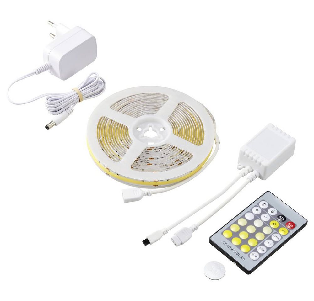 Sygonix LED Stripe COB CCT LED Stripe, 5 m SY-5773492, dimmbar, kürzbar, Leuchtmodi einstellbar, selbstklebend Bild 2