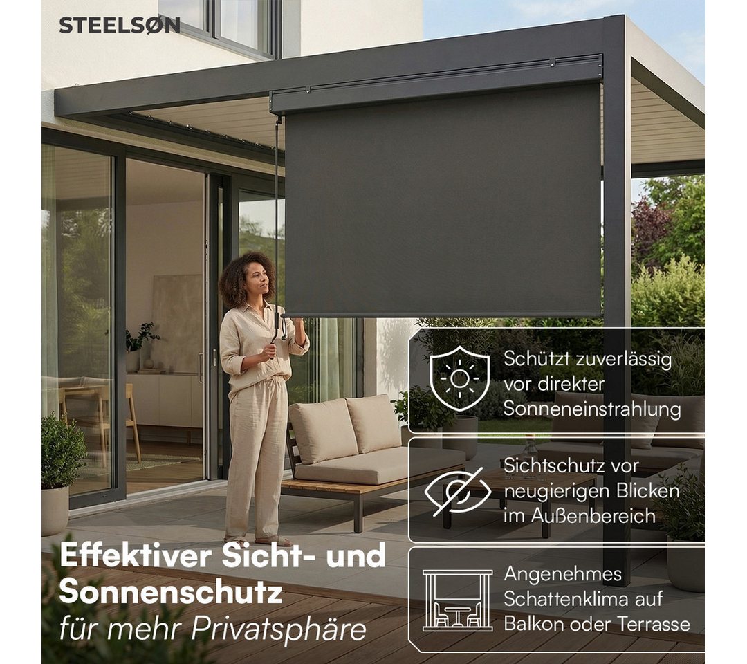 STEELSØN Senkrechtmarkise Azurian, Sichtschutz, Windschutz, Sonnenschutz (Anthrazit, 180x250 cm) Vertikalmarkise, verfügbar in verschiedenen Größen