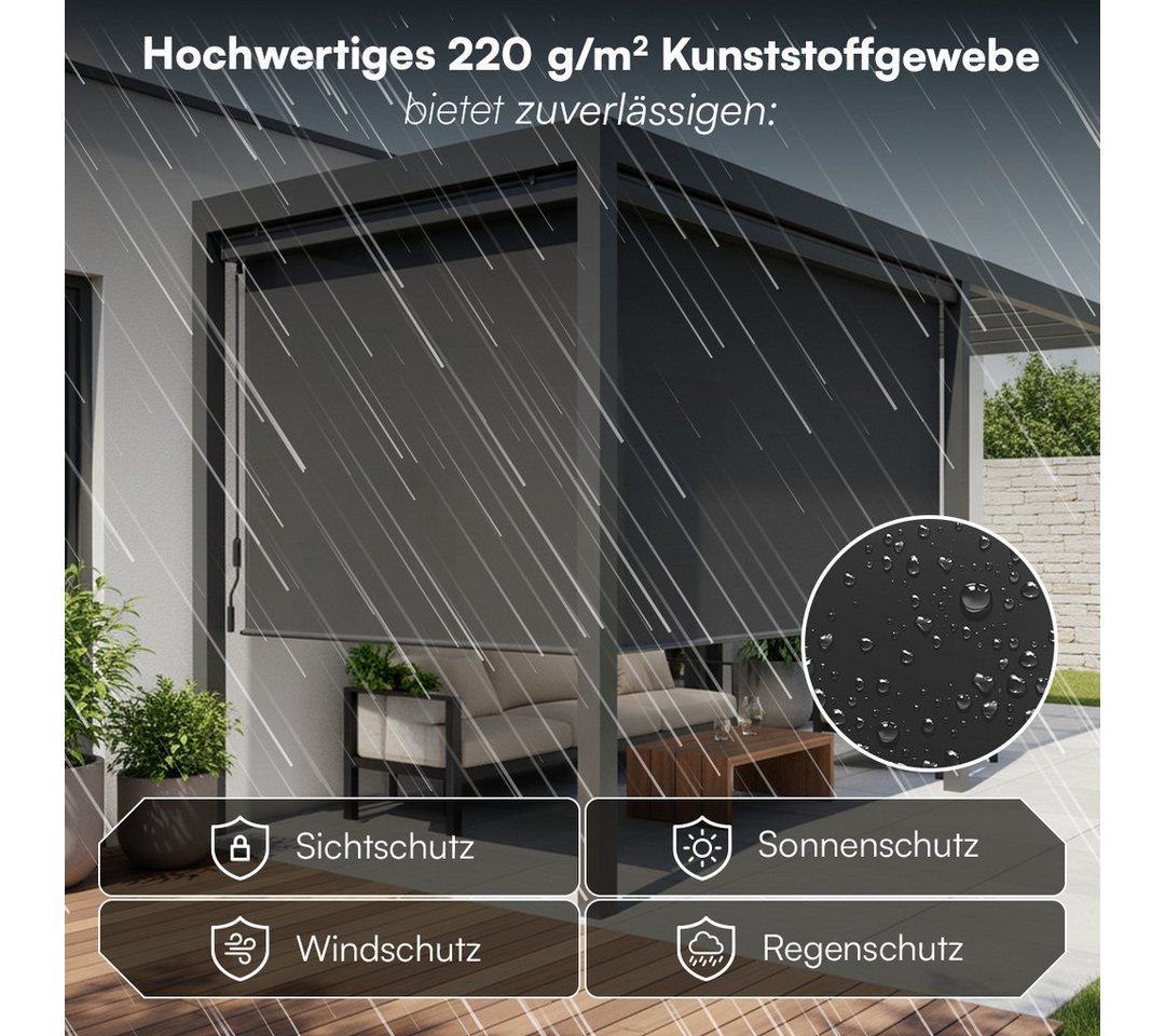 STEELSØN Senkrechtmarkise Azurian, Sichtschutz, Windschutz, Sonnenschutz (Anthrazit, 180x250 cm) Vertikalmarkise, verfügbar in verschiedenen Größen Bild 2