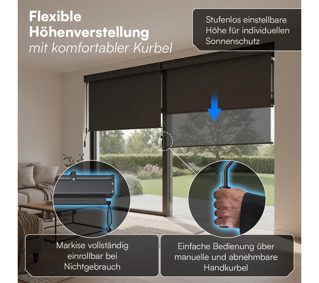 STEELSØN Senkrechtmarkise Azurian, Sichtschutz, Windschutz, Sonnenschutz (Anthrazit, 180x250 cm) Vertikalmarkise, verfügbar in verschiedenen Größen Bild 3