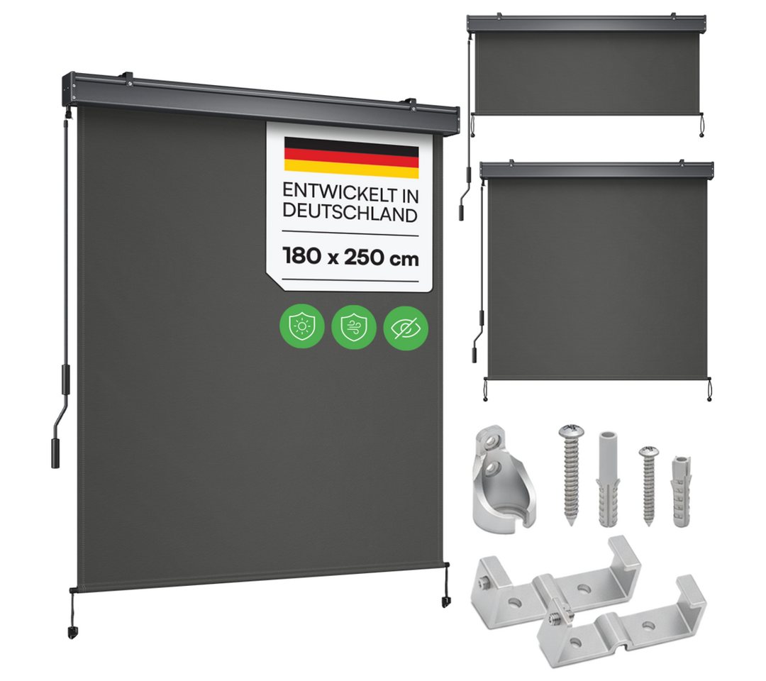 STEELSØN Senkrechtmarkise Azurian, Sichtschutz, Windschutz, Sonnenschutz (Anthrazit, 180x250 cm) Vertikalmarkise, verfügbar in verschiedenen Größen Bild 5