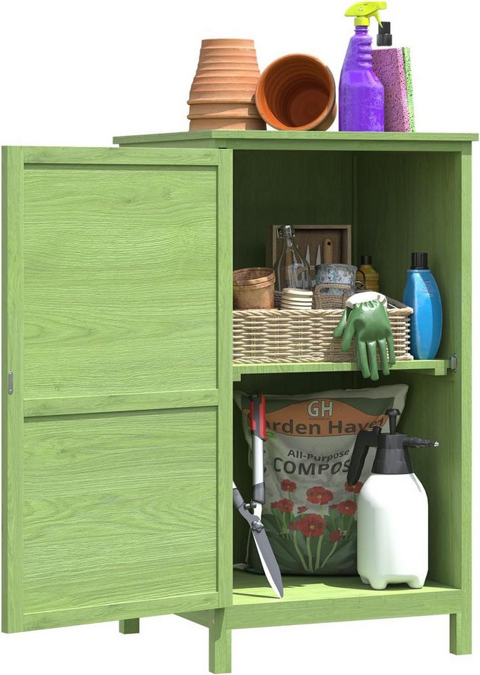 AOXUN Garten-Geräteschrank Holz Gartenschrank in Grün, mit verstellbaren Regalen, 55x54x100cm, BxT: 55x54 cm, (1 St)