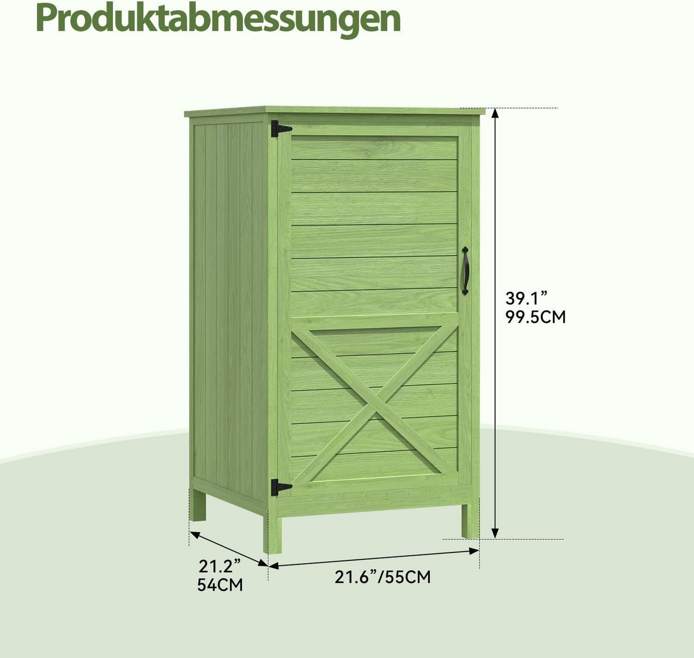 AOXUN Garten-Geräteschrank Holz Gartenschrank in Grün, mit verstellbaren Regalen, 55x54x100cm, BxT: 55x54 cm, (1 St) Bild 4