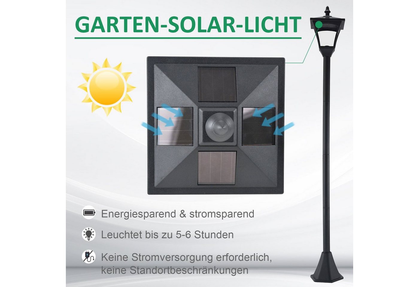Outsunny LED Solarleuchte Solar Laterne Bild 3