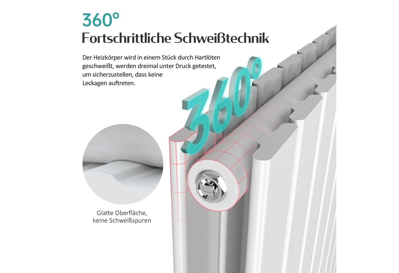 EMKE Heizkörper 180x62cm Flach Heizkörper Design Paneelheizkörper, Vertikal,Mittelanschluss Bild 5