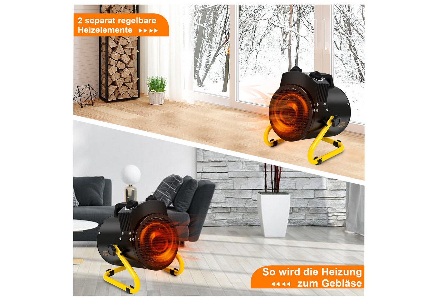 Clanmacy Keramikheizlüfter Gewächshausheizung 2KW IPX4 mit Thermostat Digital Elektro Heizlüfter Bild 4