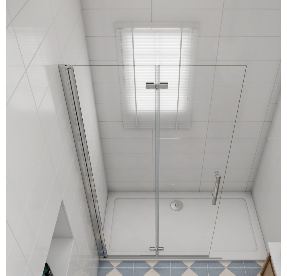 Duschparadies Dusch-Falttür 195cm Walkin Scharniertür Falttür Duschabtrennung Duschtür, 85x195 cm, Easyclean Sicherheitsglas, beidseitig montierbar
