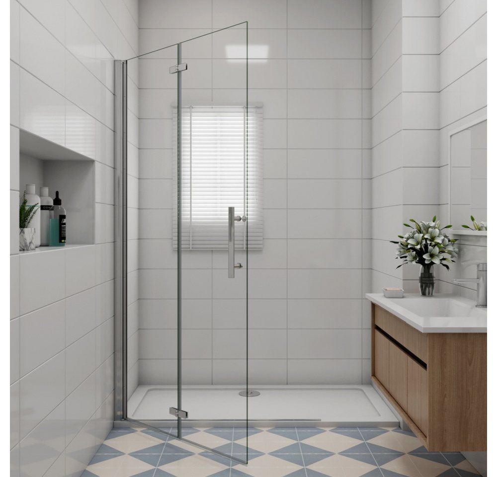 Duschparadies Dusch-Falttür 195cm Walkin Scharniertür Falttür Duschabtrennung Duschtür, 85x195 cm, Easyclean Sicherheitsglas, beidseitig montierbar Bild 3