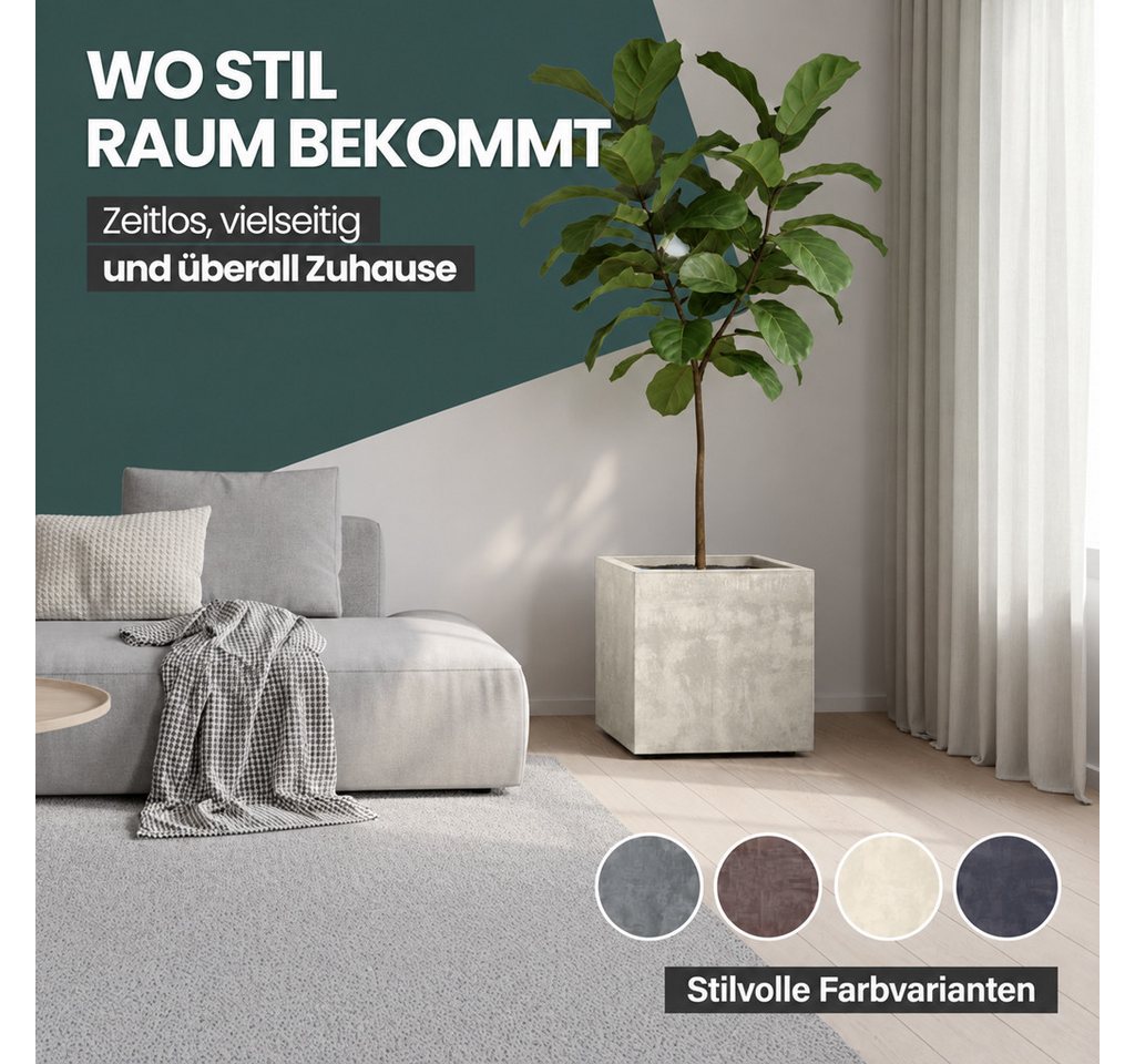 KreLeo Pflanzkübel 'Millennium' aus Kunststoff 40 Liter, eckig, 2 Stück (Farbe wählbar)