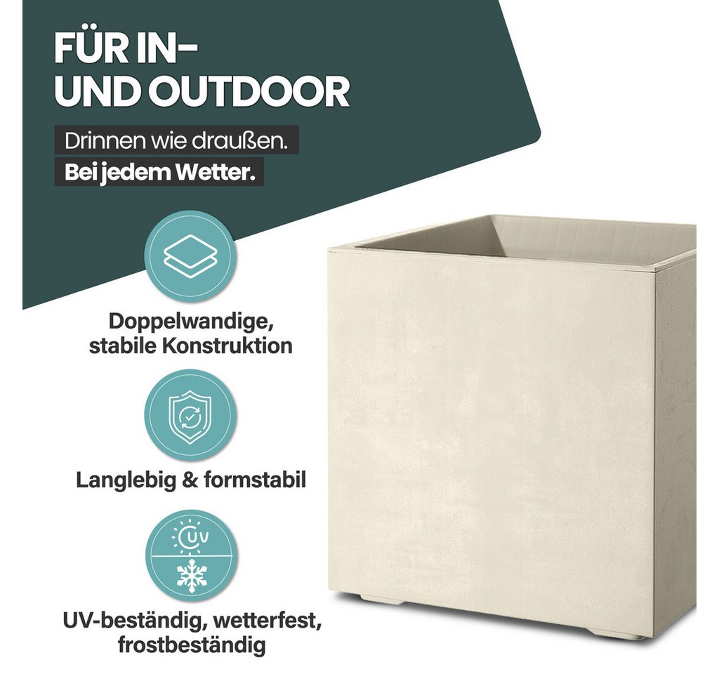 KreLeo Pflanzkübel 'Millennium' aus Kunststoff 40 Liter, eckig, 2 Stück (Farbe wählbar) Bild 2