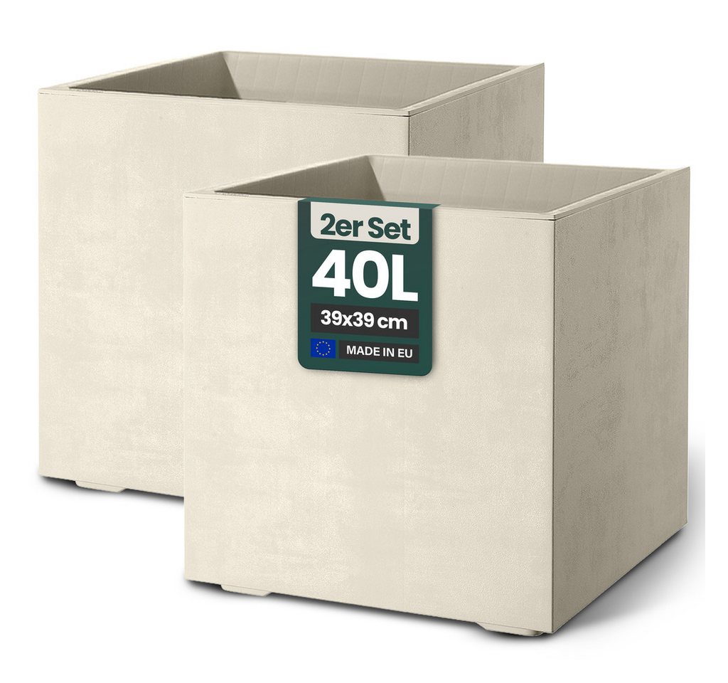KreLeo Pflanzkübel 'Millennium' aus Kunststoff 40 Liter, eckig, 2 Stück (Farbe wählbar) Bild 3