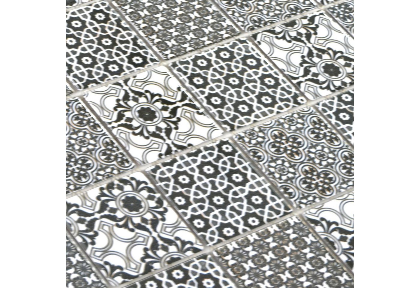 Mosafil Mosaikfliesen Keramik Mosaikfliesen Daymion Retrooptik Quadrat 47 Schwarz, Keramik 29.700x29.700, schwarz-grau, Verlegefertig auf ein Netz geklebt - Frostsicher - Wasserfest Bild 2