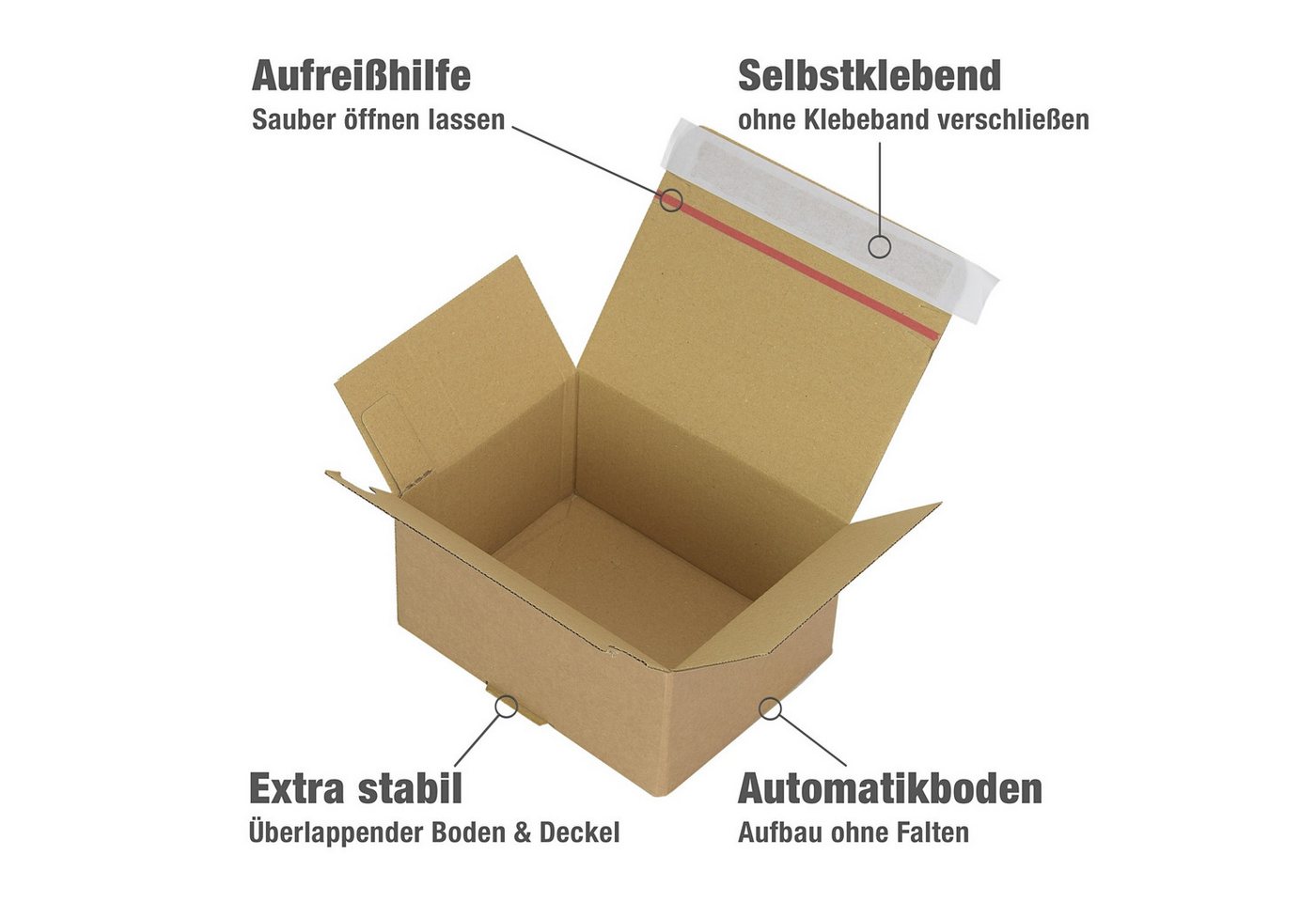 Oputec Versandkarton 20x Automatikkarton AK-15E Blitzboden selbstklebend 161x131x73 mm Bild 4