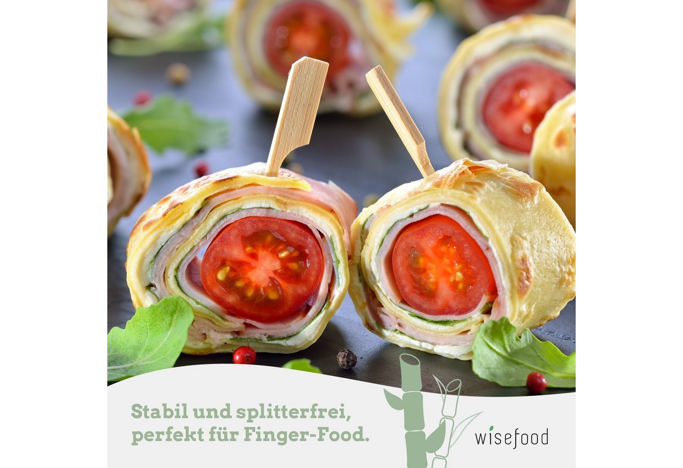 wisefood Partyspieße 250-tlg., Fingerfood Spieß aus Bambus 12cm (250-St) Bild 2