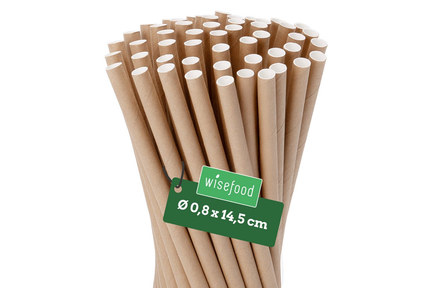wisefood Trinkhalme 100-tlg., Papier-Strohhalme, braun, Ø 0,8 x 14,5 cm, (100-tlg) Bild 2