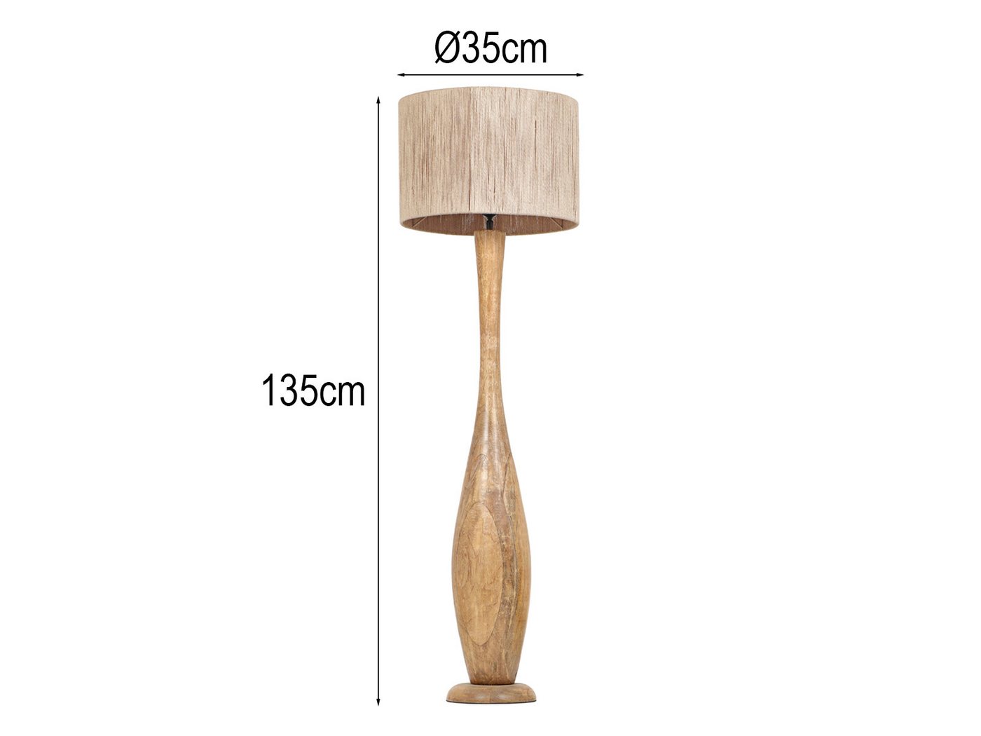 TRIO Leuchten LED Stehlampe, Dimmfunktion, LED wechselbar, warmweiß, besondere Boho Holz-lampe stehend Lampenschirm geflochten, Höhe 135cm Bild 3