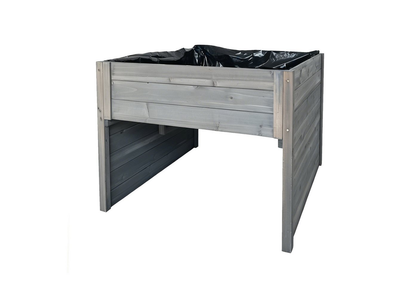 HTI-Living Mähroboter-Garage Rasenmähergarage Bernie aus Fichtenholz mit Pflanzkasten Grau, BxTxH: 73x79x56 cm, (1 Stück, 1-St., 1 Rasenmähergarage inkl. Folie), Unterstand für Mähroboter mit Hochbeet