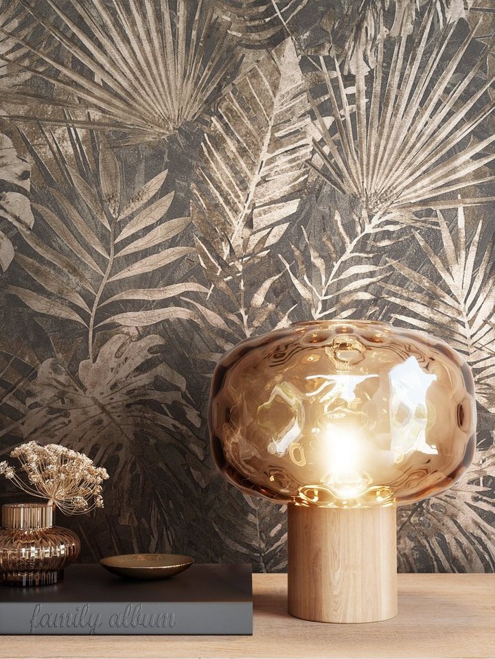 Newroom Vliestapete Tina Tapete Dschungeltapete Dschungel,Blätter,Monstera, Braun Tapete Tropisch Dschungel - Dschungeltapete Struktur Beige Anthrazit Floral Modern Blätter Monstera für Wohnzimmer Schlafzimmer Flur, Struktur Bild 2