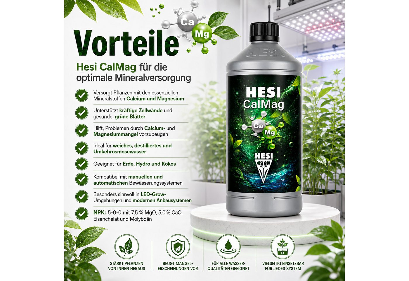 HESI Pflanzendünger 0,5 l HESI CalMag + HESI Messbecher, Calzium-Magnesium-Dünger, Vorteilspack, PERFEKTE MINERALBALANCE Bild 2
