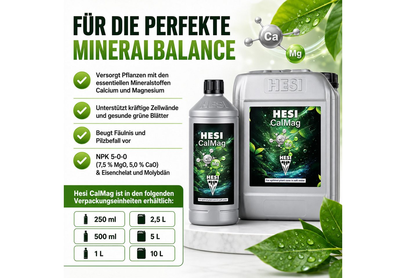 HESI Pflanzendünger 0,5 l HESI CalMag + HESI Messbecher, Calzium-Magnesium-Dünger, Vorteilspack, PERFEKTE MINERALBALANCE Bild 5