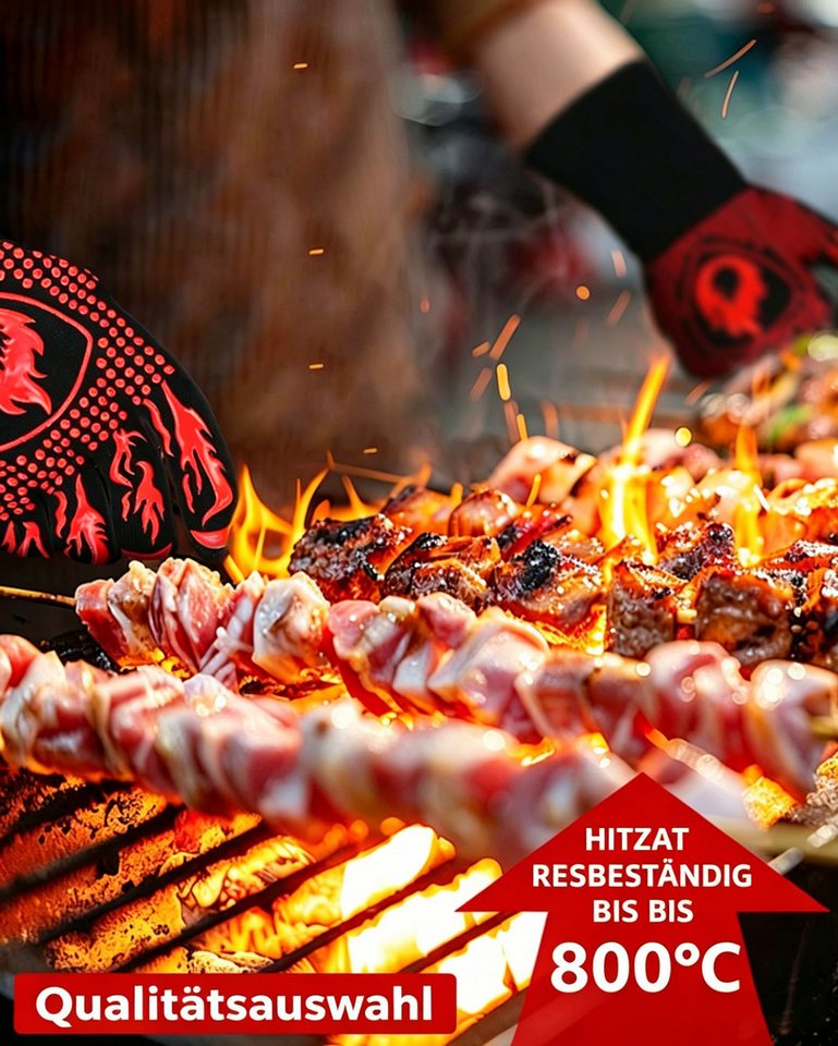 Fyrove Grillhandschuhe Hitzebeständige Handschuhe zum Grillen, Kochen und Backen, (Hitzebeständige Grill- & Ofenhandschuhe für Küche, Backen, BBQ – Schutz vor Verbrennungen und heiße Töpfe sicher greifen) Bild 5