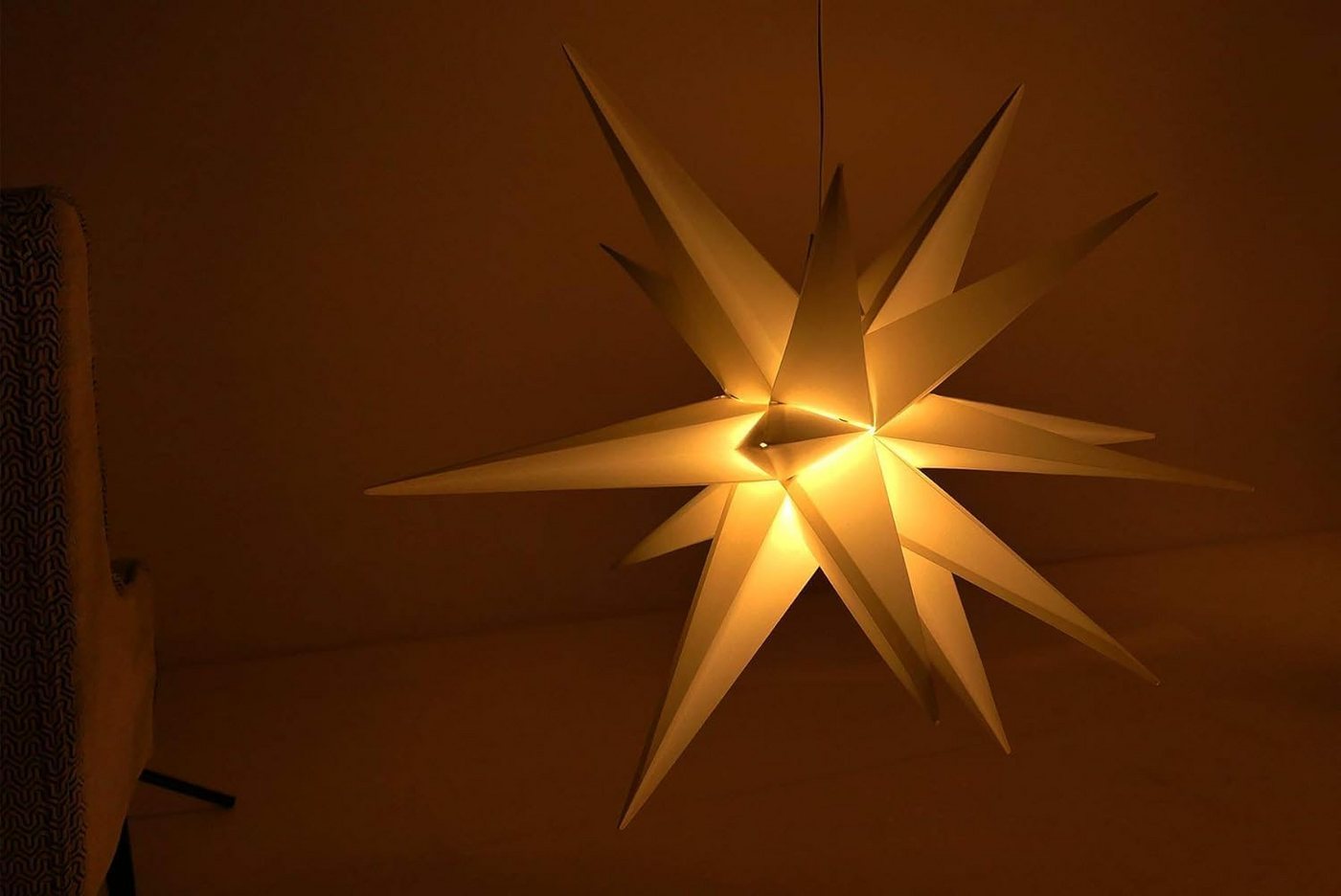 Gartenpirat LED Stern Faltstern 18 Zacken aus Kunstoff-Folie mit LED-Birne warmweiß, Timer-und Schalter-Funktion: Schalter mit 3 Funktionen(ON/OFF/TIMER) Bild 3