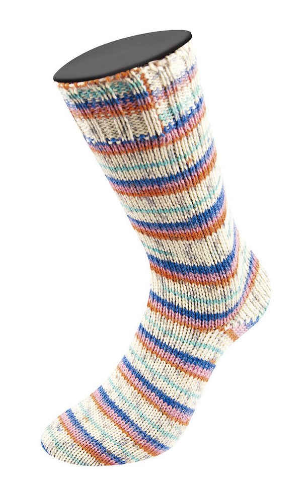 LANA GROSSA Meilenweit 6-fach 150g Alpaca Print 1104 blau flieder orange w... Häkelwolle, 390 m