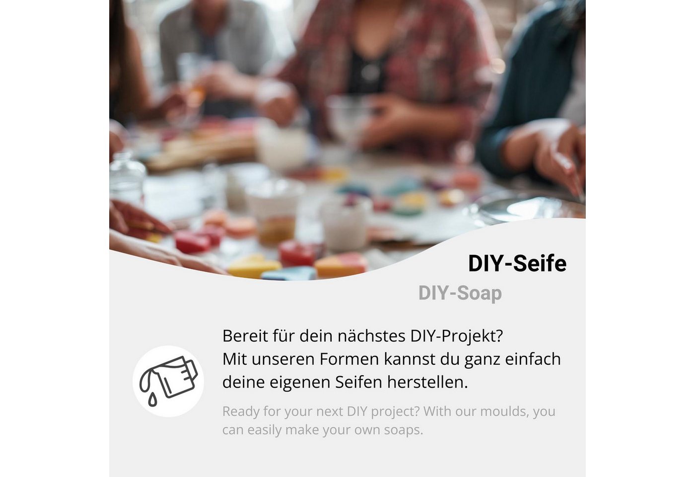 DistrEbution Silikonform 2 Herzen mit Rosenmuster & Love-Schriftzug, Seifenform Herz-Duo, Seife gießen Bild 5