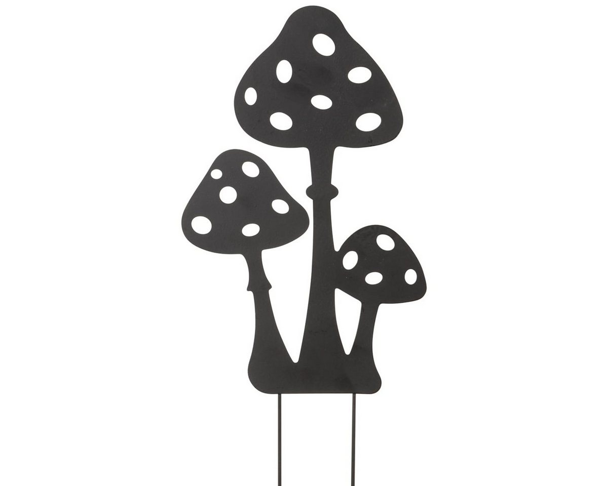 matches21 HOME & HOBBY Gartenstecker Gartenstecker Pilze 30 cm, in Schwarz aus Metall als Herbstdeko (1-St) Dekostecker für Innen & Außen als Herbststecker