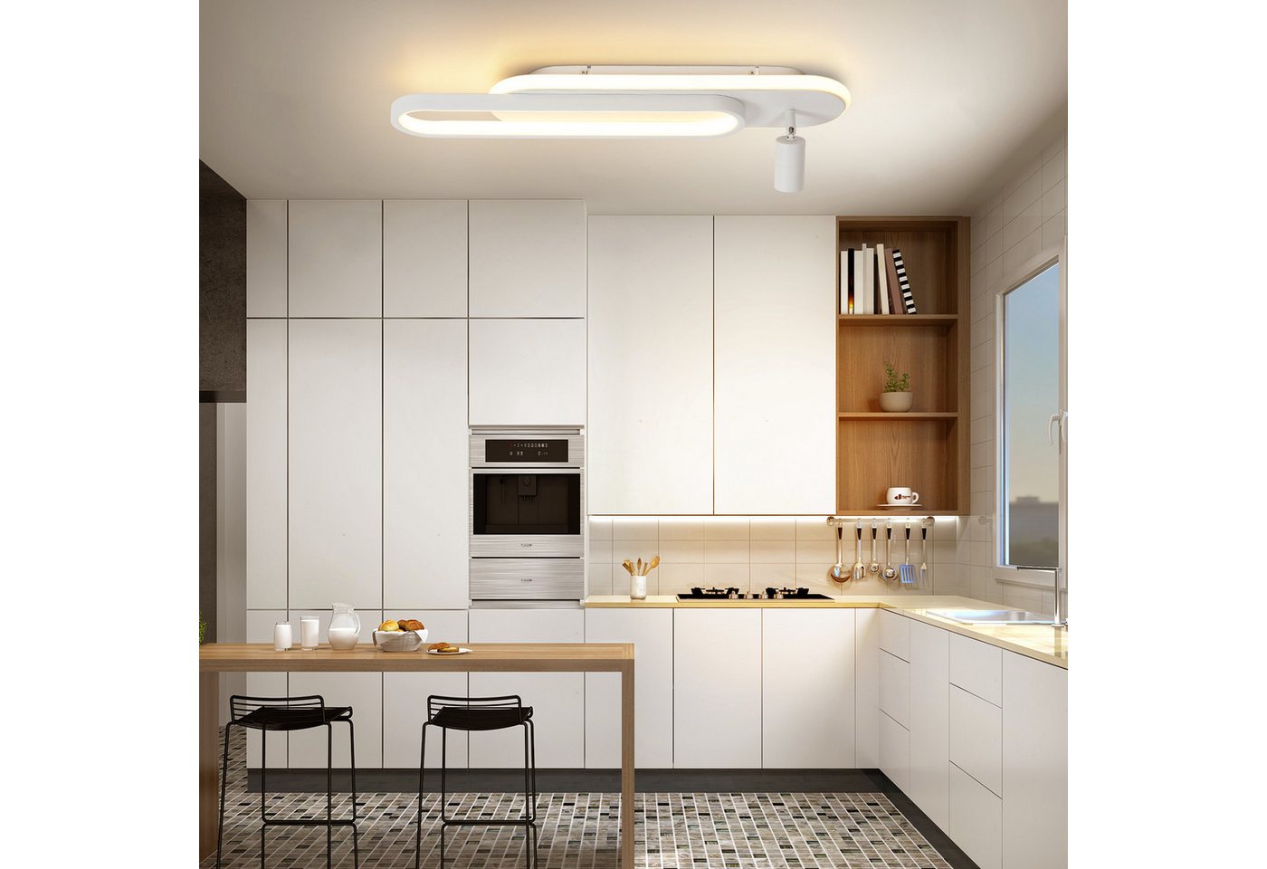Nettlife LED Deckenleuchte Küche 46W Moderne Küchelampe stufenlos dimmbar schwarz/Weiß Spots, 3000-6500, LED fest integriert, Deckenlampe für Wohnzimmer Schlafzimmer Galerie Bild 5