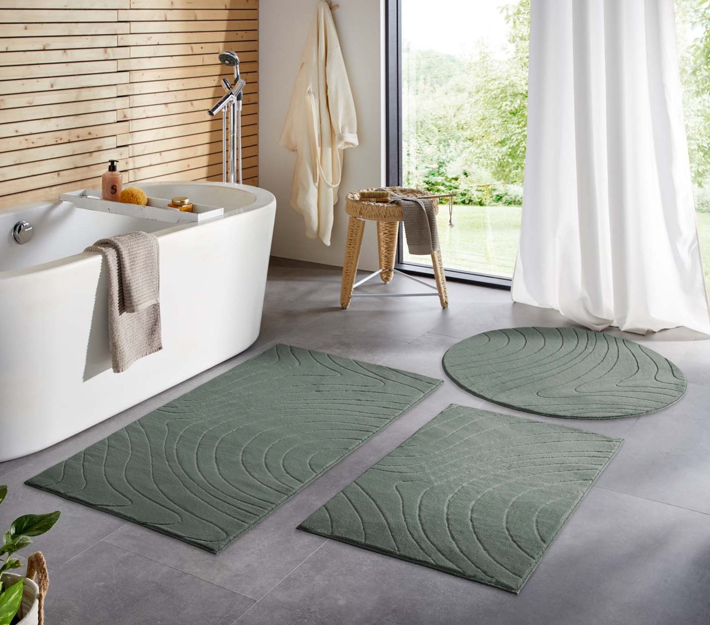 TaraCarpet Teppich TaraCarpet Homestyle 397 Organic, rund, Höhe: 10 mm, Organic hoch-tief weich waschbar grün 80x80 rund