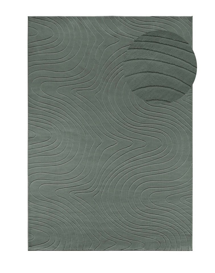 TaraCarpet Teppich TaraCarpet Homestyle 397 Organic, rund, Höhe: 10 mm, Organic hoch-tief weich waschbar grün 80x80 rund Bild 3