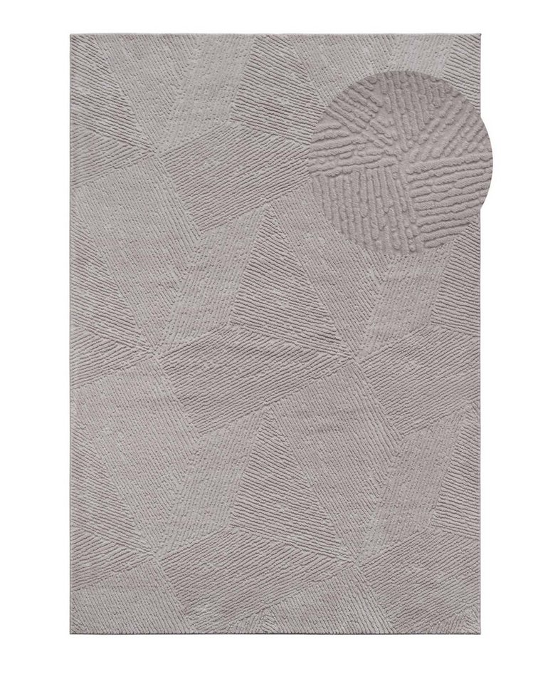 TaraCarpet Teppich TaraCarpet Homestyle 389 Fresco, rechteckig, Höhe: 10 mm, Fresco hoch-tief weich waschbar grau 60x120