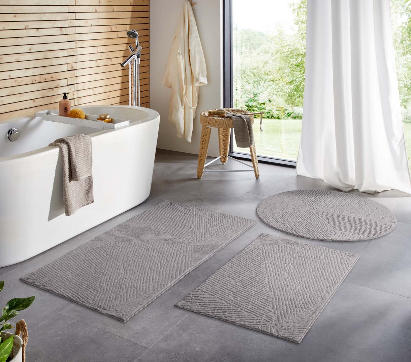 TaraCarpet Teppich TaraCarpet Homestyle 389 Fresco, rechteckig, Höhe: 10 mm, Fresco hoch-tief weich waschbar grau 60x120 Bild 2