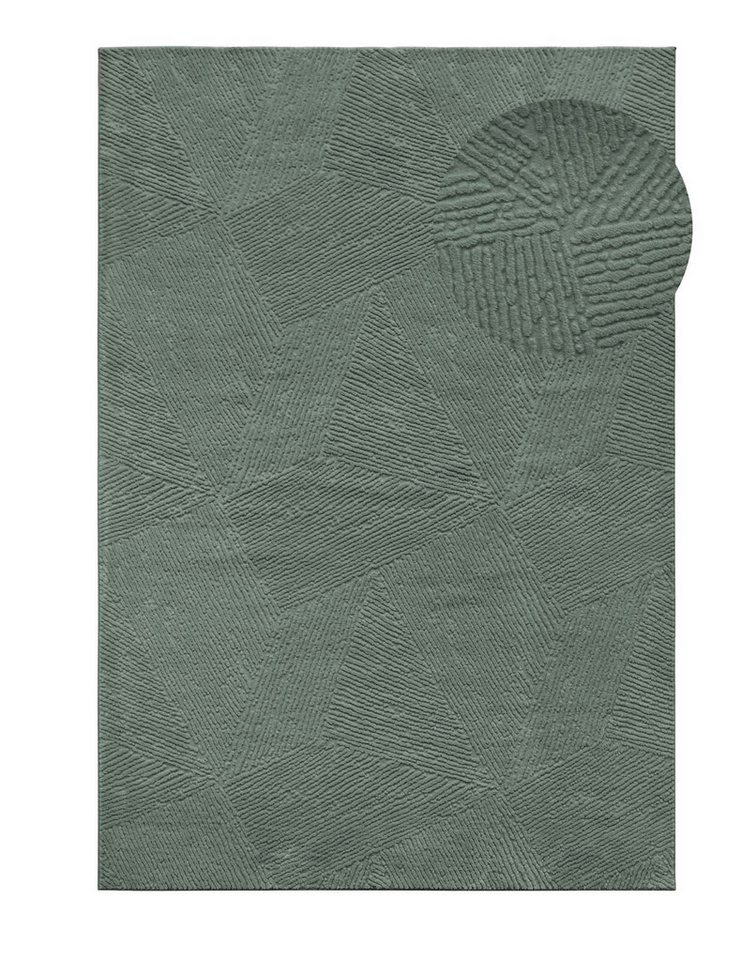 TaraCarpet Teppich TaraCarpet Homestyle 389 Fresco, rund, Höhe: 10 mm, Fresco hoch-tief weich waschbar grün 80x80 rund Bild 3